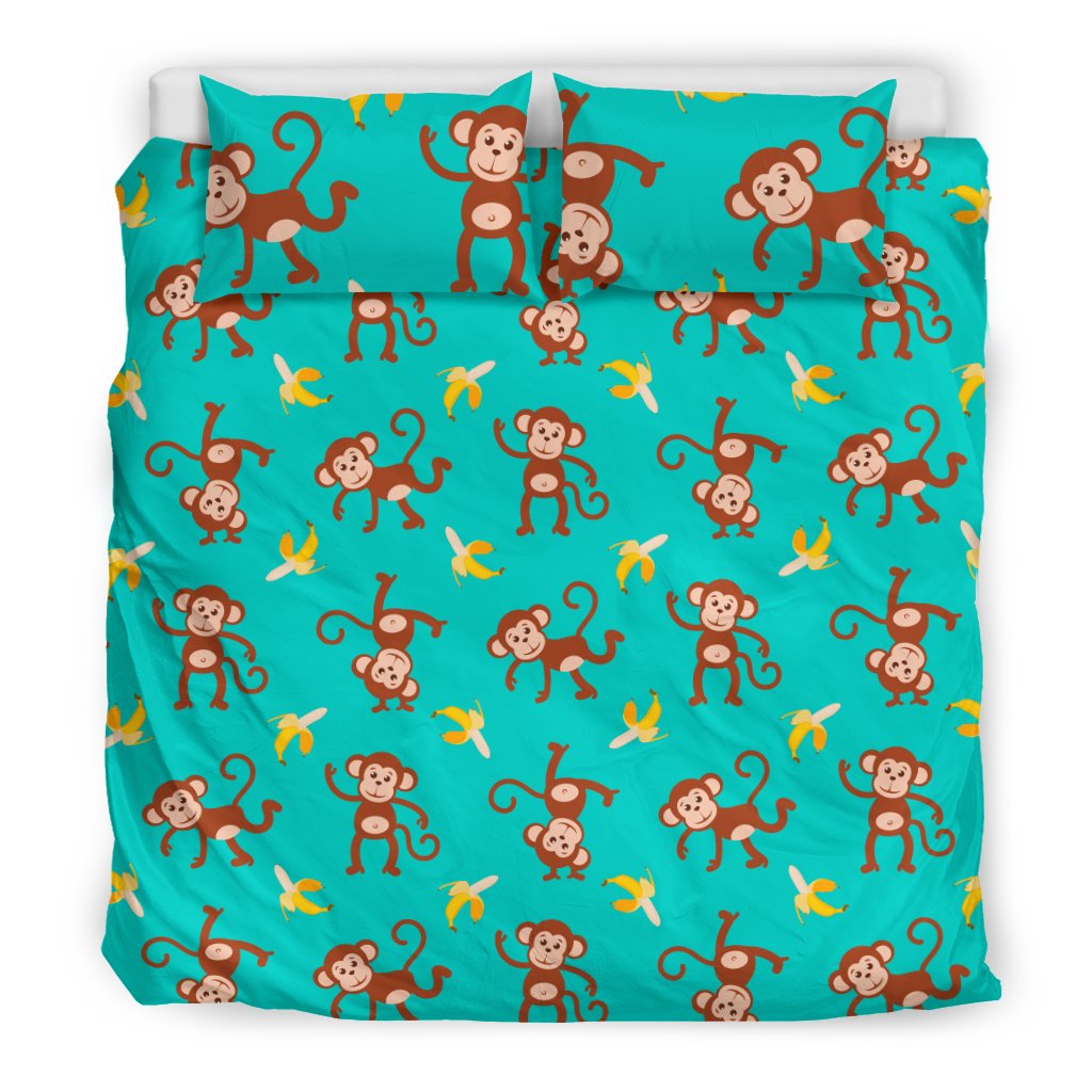 Monkey Banana Design Themed Print Duvet Cover Bedding Set