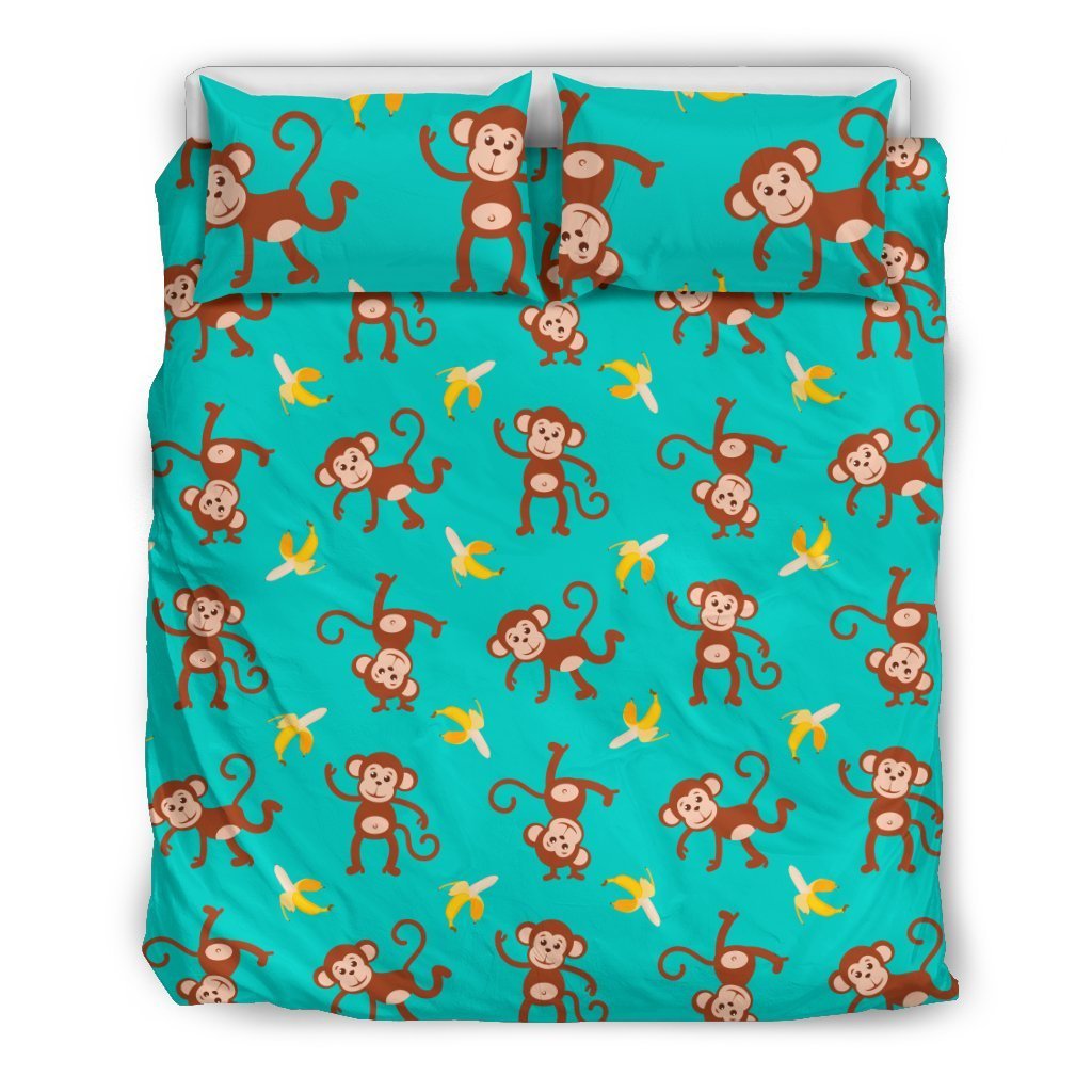 Monkey Banana Design Themed Print Duvet Cover Bedding Set