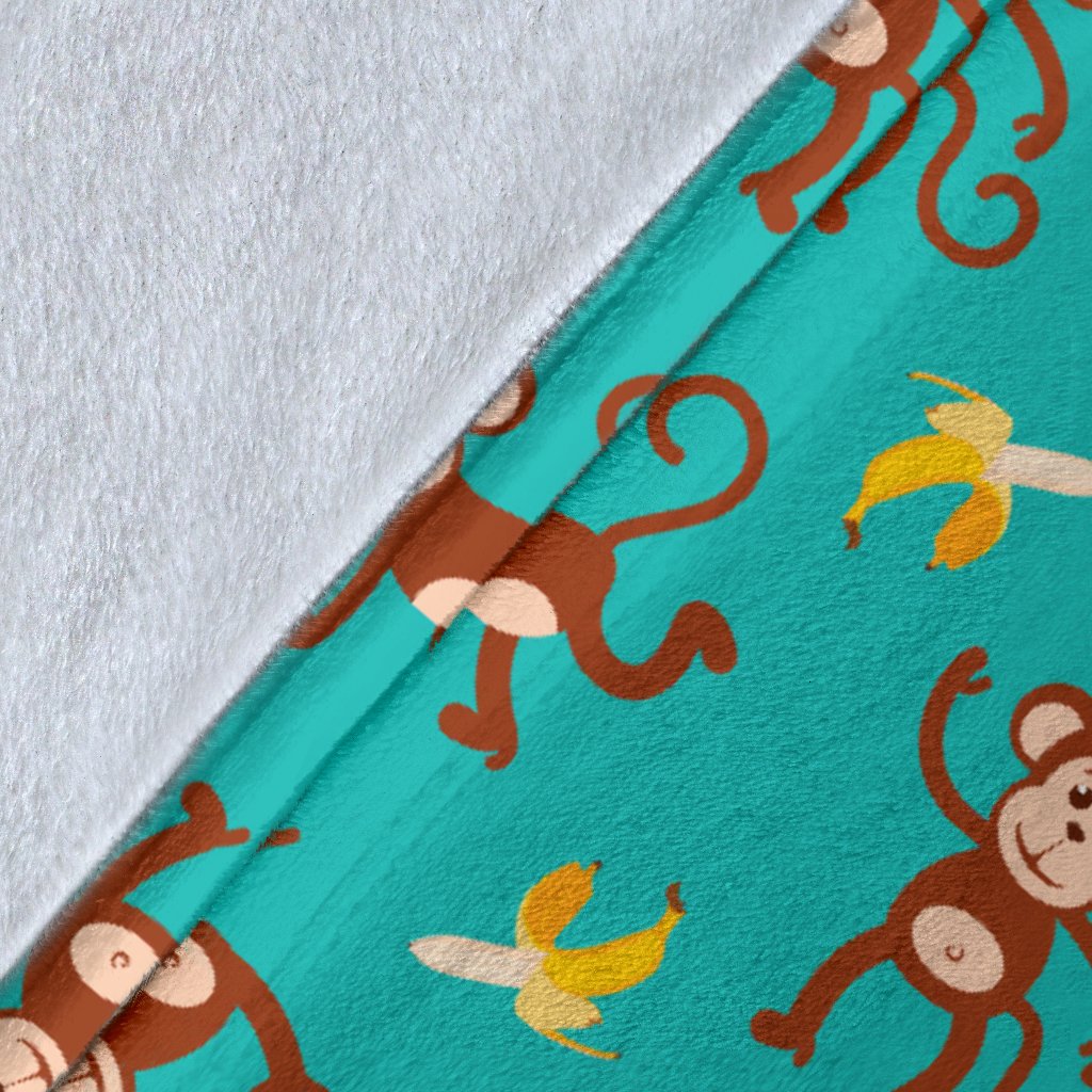Monkey Banana Design Themed Print Fleece Blanket