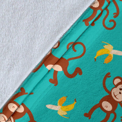 Monkey Banana Design Themed Print Fleece Blanket