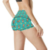 Monkey Banana Design Themed Print High Waisted Spandex Shorts-JTAMIGO.COM