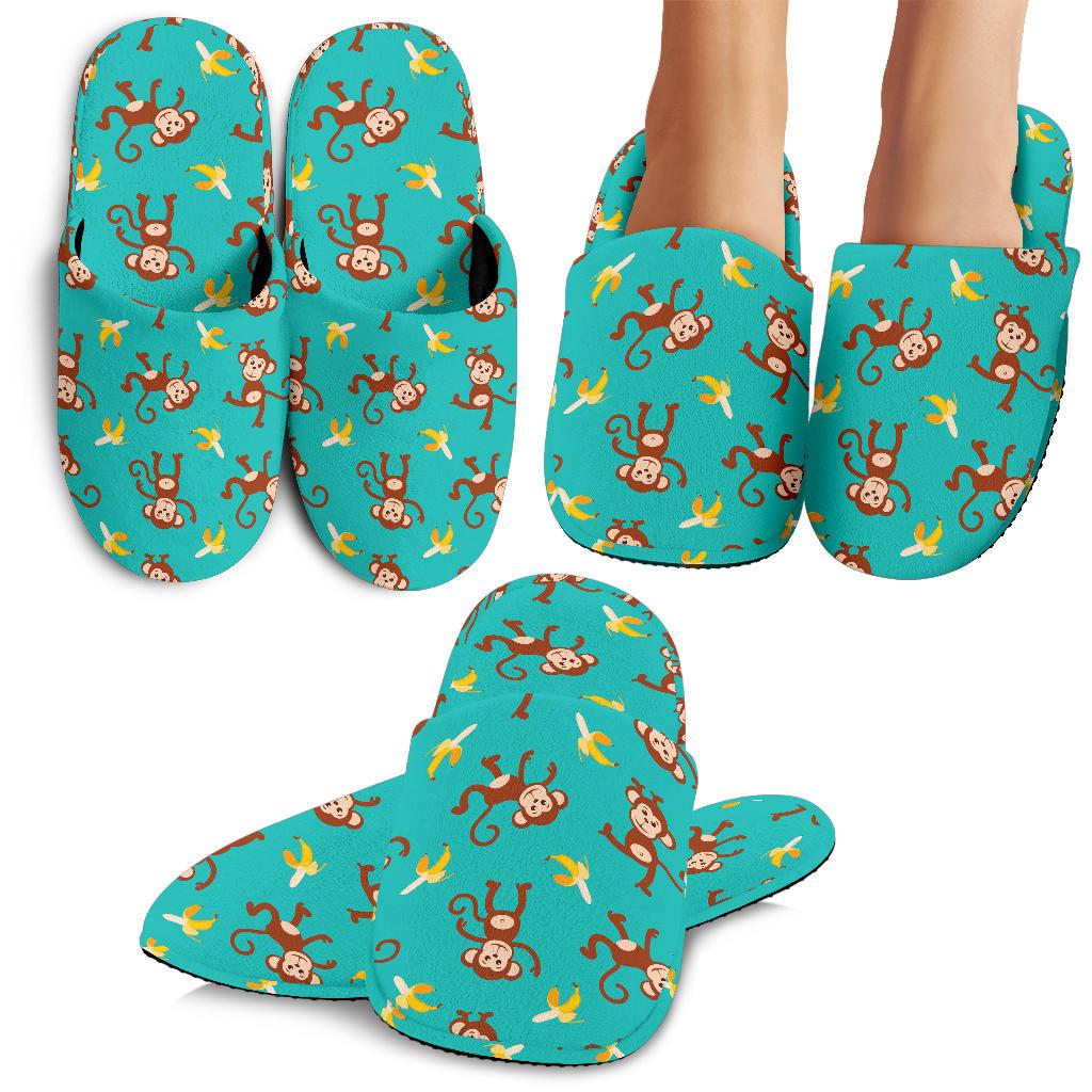 Monkey Banana Design Themed Print House Slippers