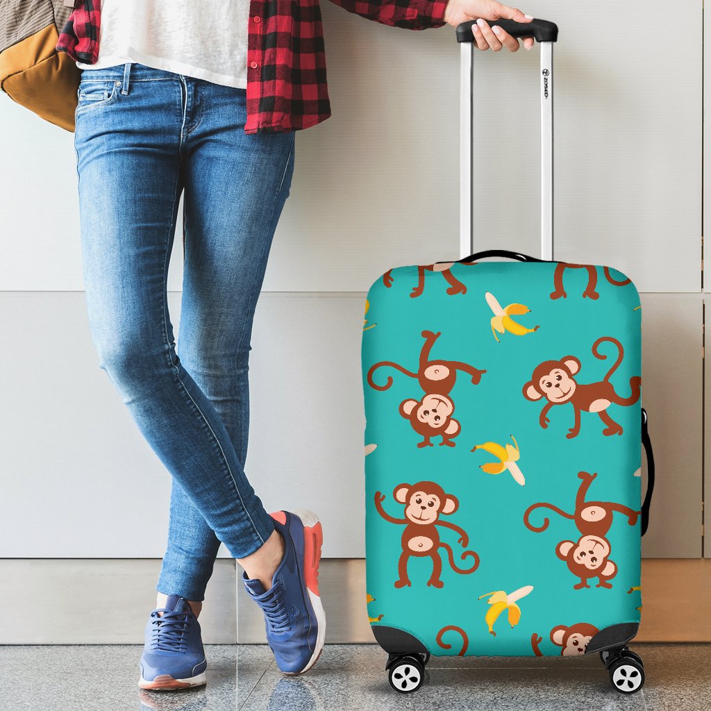 Monkey Banana Design Themed Print Luggage Cover Protector