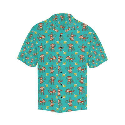 Monkey Banana Design Themed Print Men Aloha Hawaiian Shirt