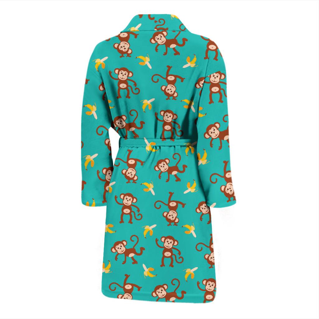 Monkey Banana Design Themed Print Men Bath Robe-JTAMIGO.COM