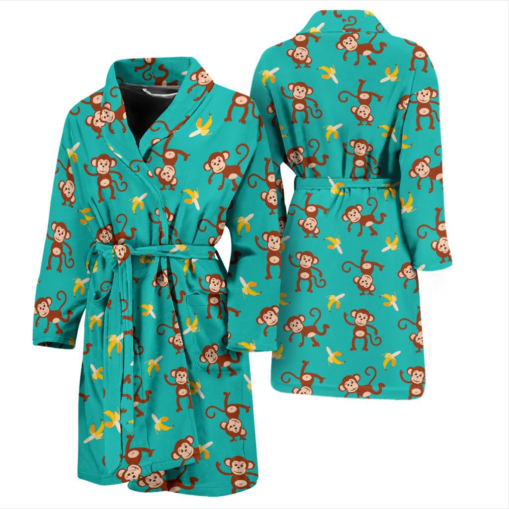 Monkey Banana Design Themed Print Men Bath Robe-JTAMIGO.COM
