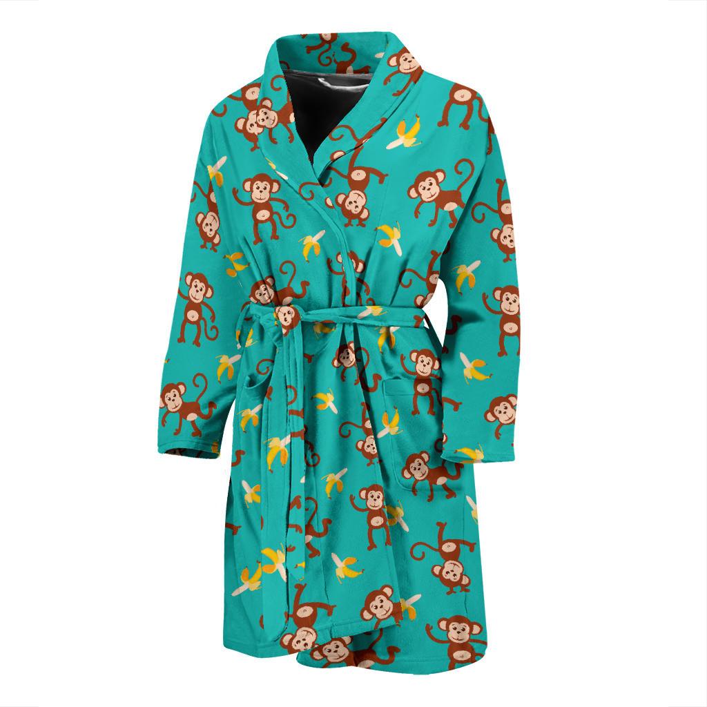 Monkey Banana Design Themed Print Men Bath Robe-JTAMIGO.COM