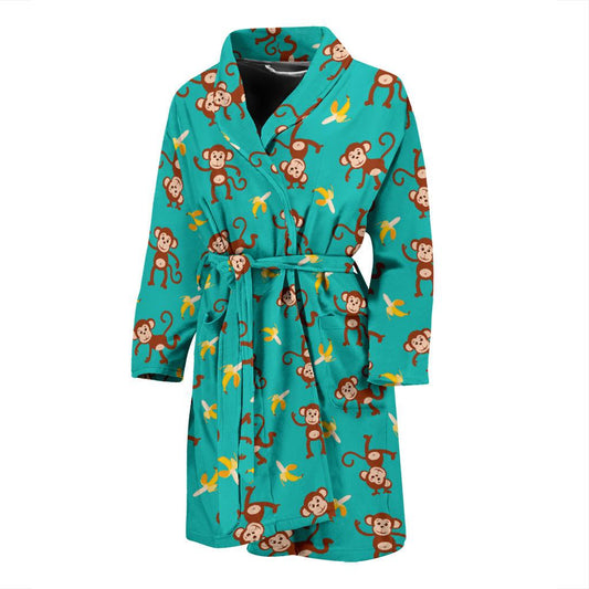 Monkey Banana Design Themed Print Men Bath Robe-JTAMIGO.COM