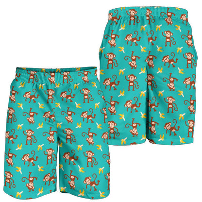 Monkey Banana Design Themed Print Mens Shorts-JTAMIGO.COM