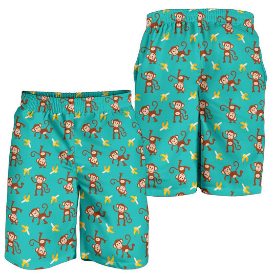 Monkey Banana Design Themed Print Mens Shorts-JTAMIGO.COM