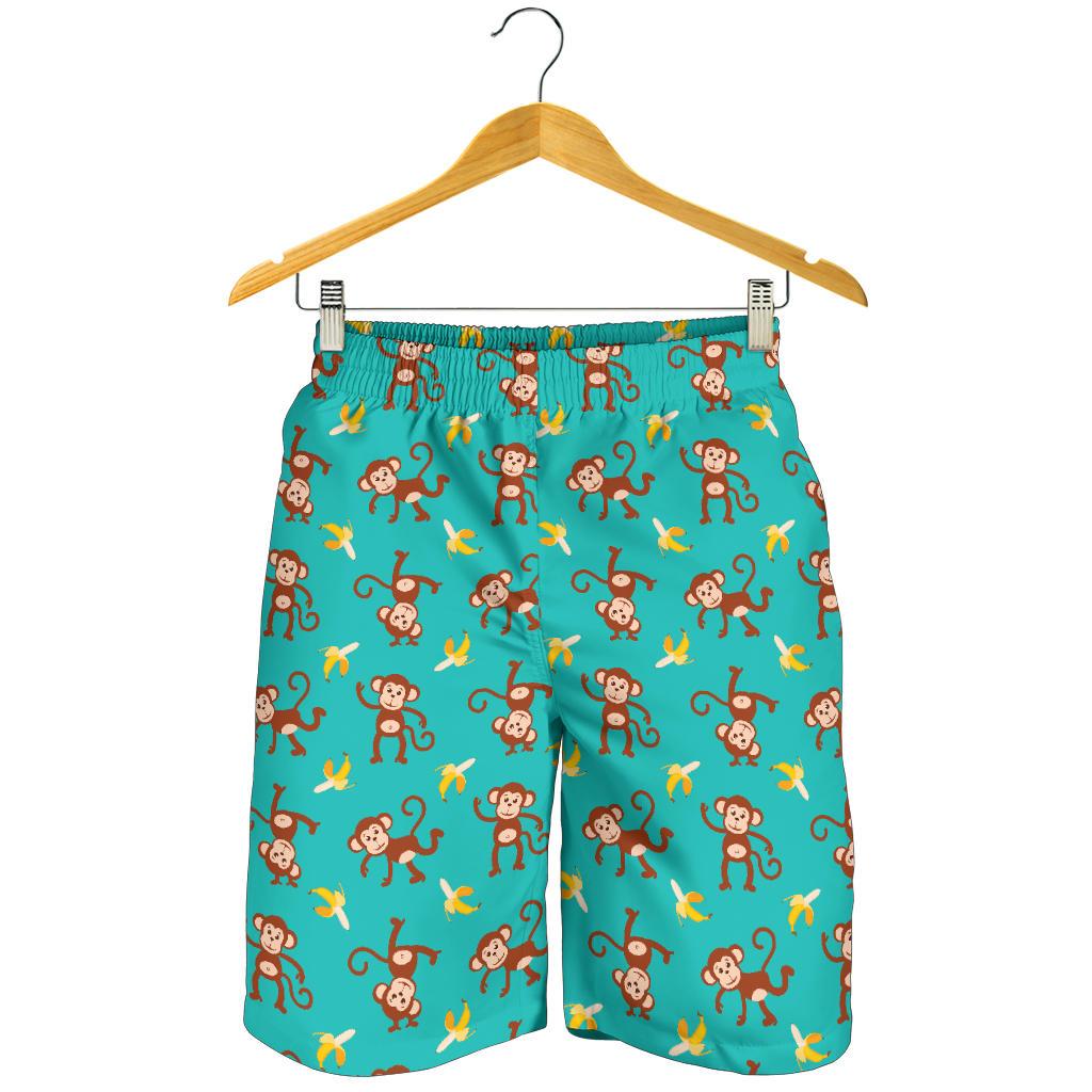 Monkey Banana Design Themed Print Mens Shorts-JTAMIGO.COM