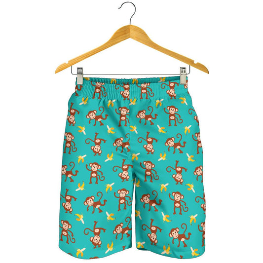 Monkey Banana Design Themed Print Mens Shorts-JTAMIGO.COM