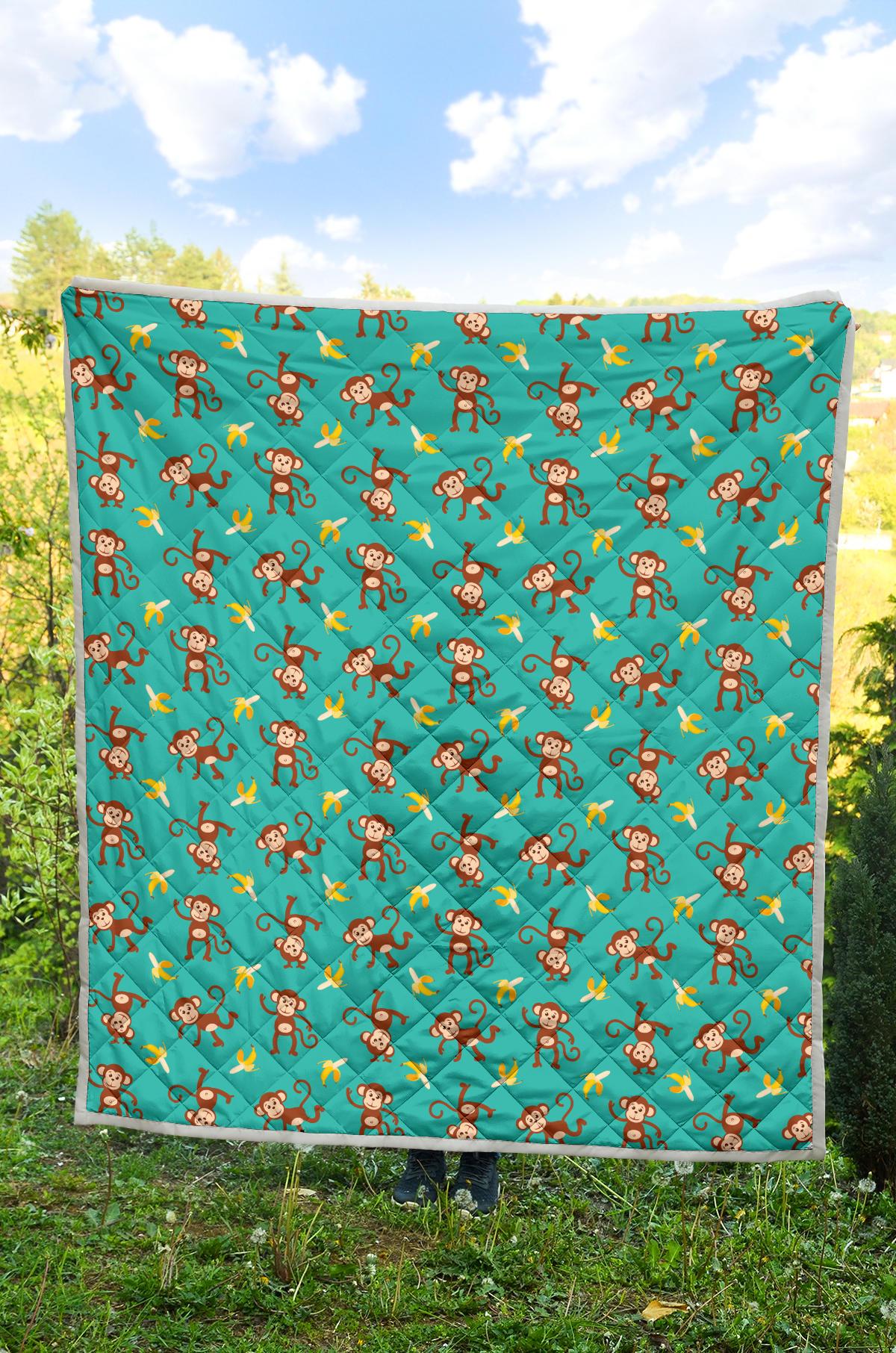 Monkey Banana Design Themed Print Premium Quilt-JTAMIGO.COM