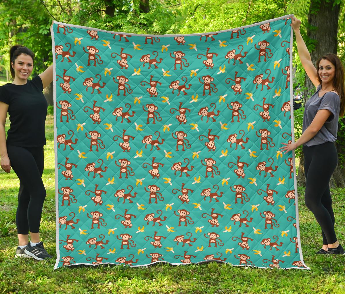 Monkey Banana Design Themed Print Premium Quilt-JTAMIGO.COM