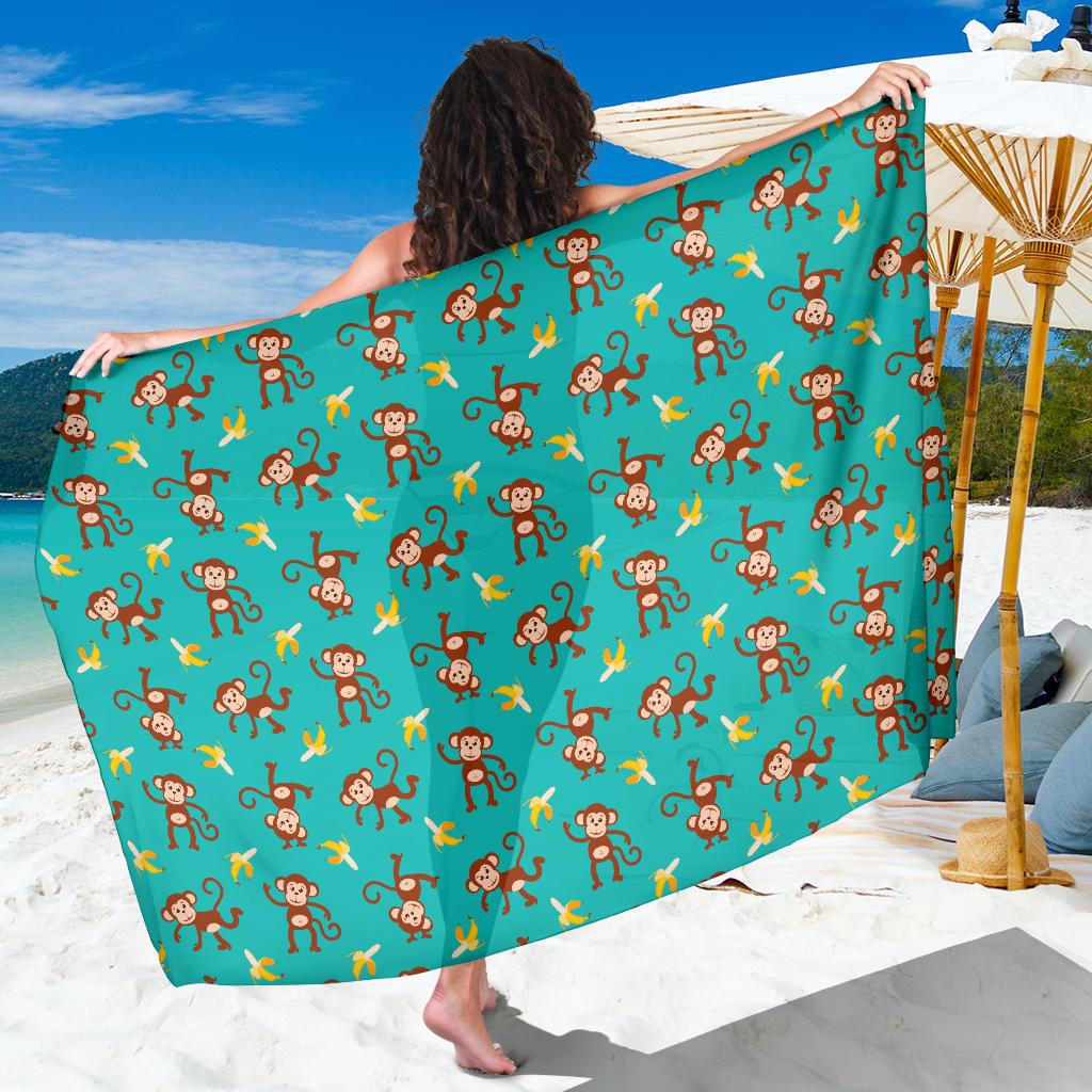 Monkey Banana Design Themed Print Sarong Pareo Wrap