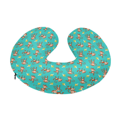 Monkey Banana Design Themed Print U-Shaped Travel Neck Pillow-JTAMIGO.COM