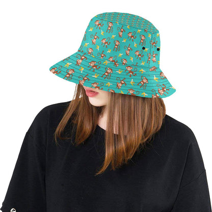 Monkey Banana Design Themed Print Unisex Bucket Hat