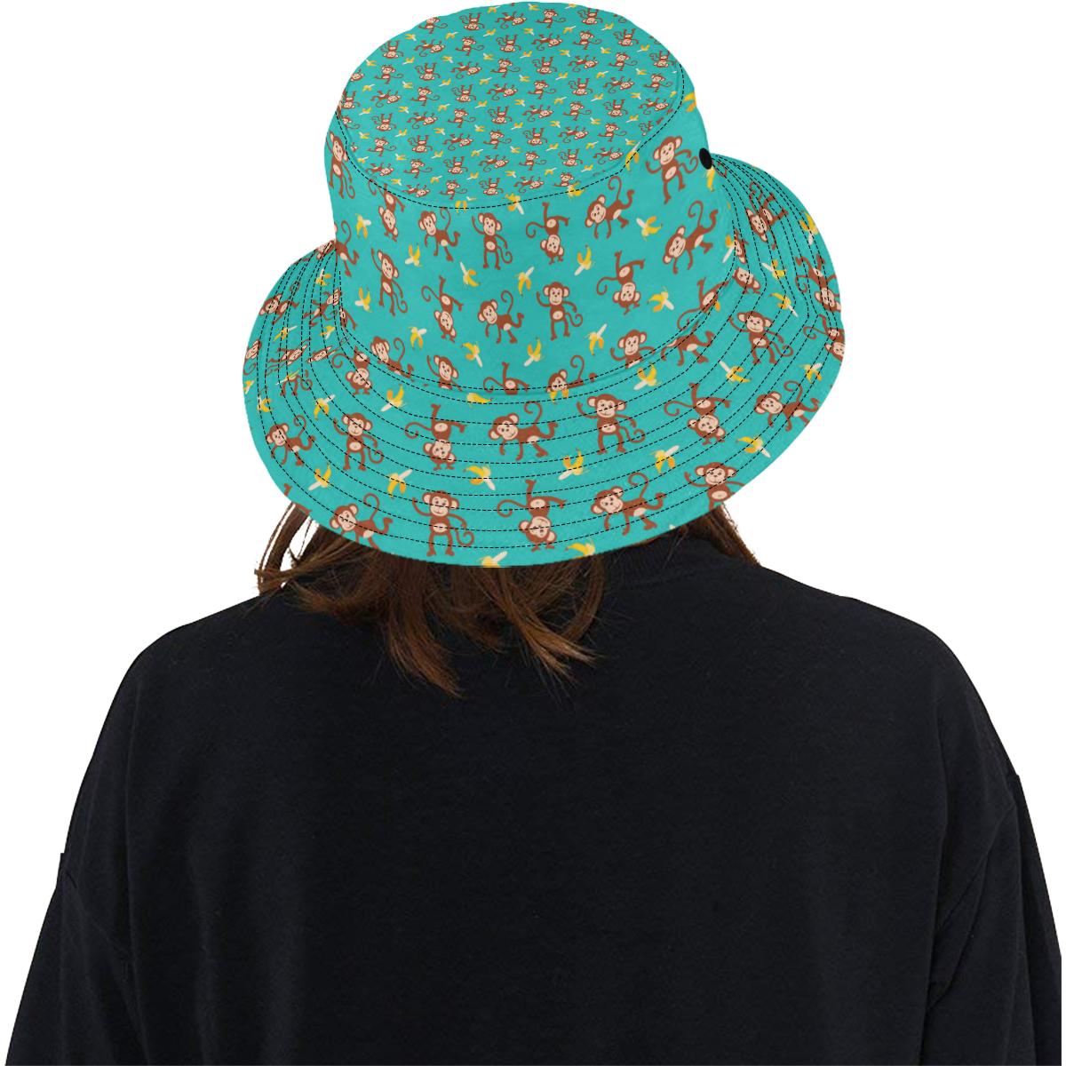 Monkey Banana Design Themed Print Unisex Bucket Hat