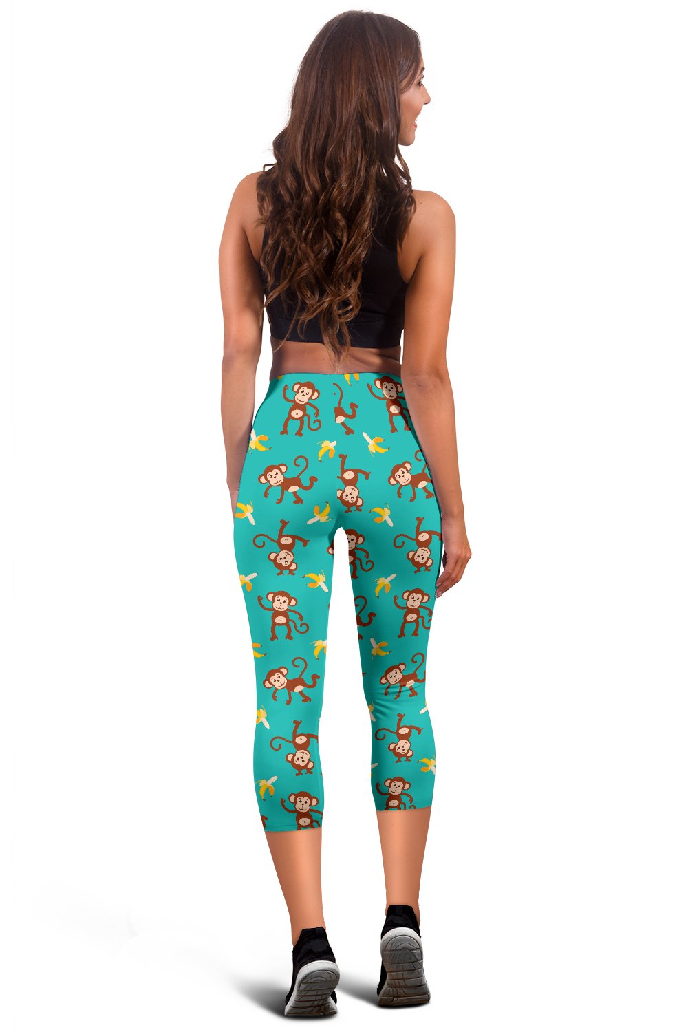Monkey Banana Design Themed Print Women Capris