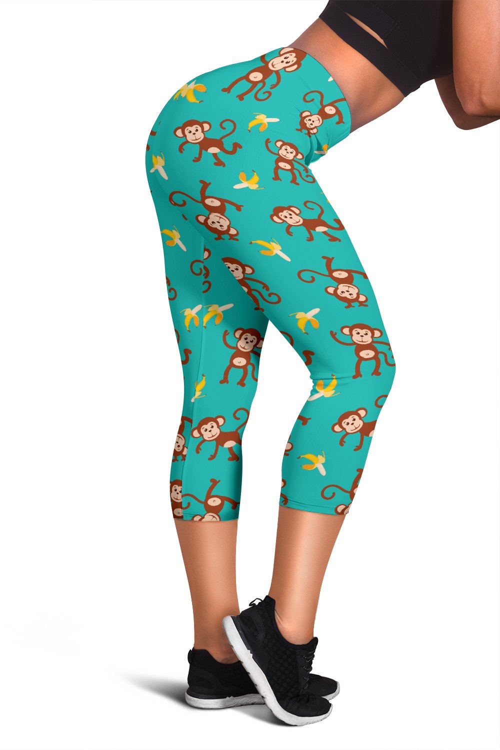 Monkey Banana Design Themed Print Women Capris