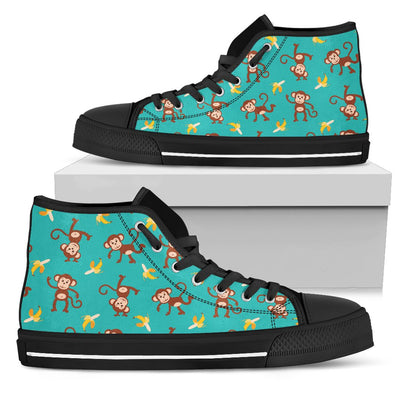 Monkey Banana Design Themed Print Women High Top Shoes