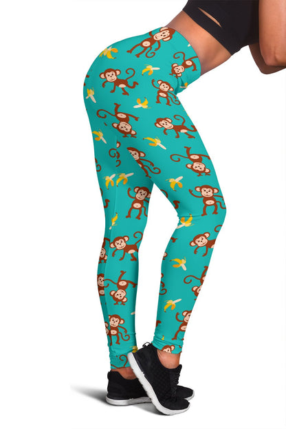 Monkey Banana Design Themed Print Women Leggings