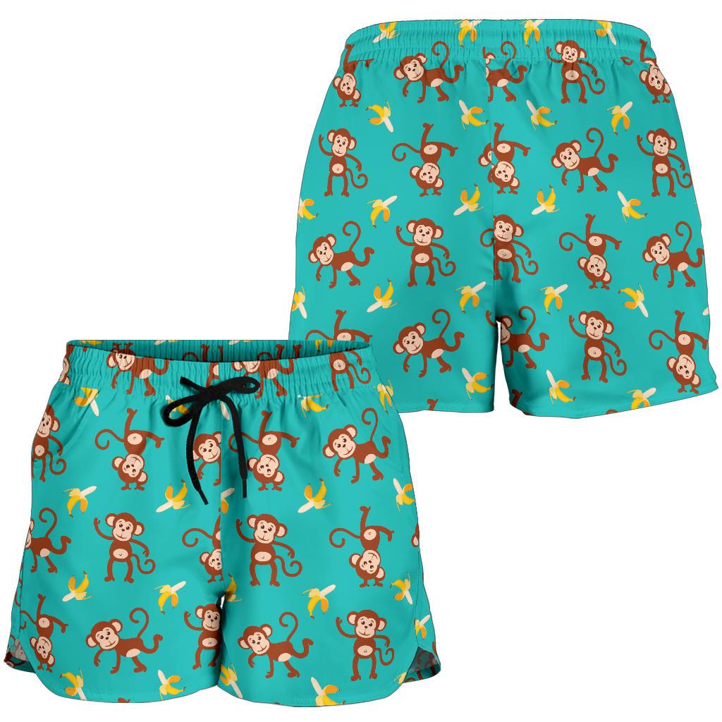 Monkey Banana Design Themed Print Women Shorts-JTAMIGO.COM