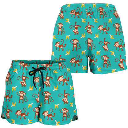 Monkey Banana Design Themed Print Women Shorts-JTAMIGO.COM