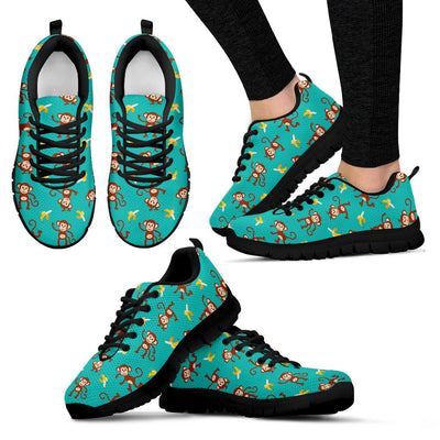 Monkey Banana Design Themed Print Women Sneakers Shoes