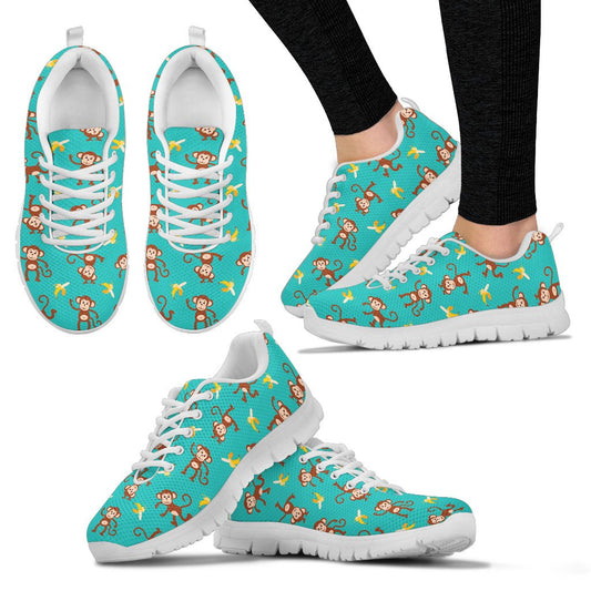Monkey Banana Design Themed Print Women Sneakers Shoes