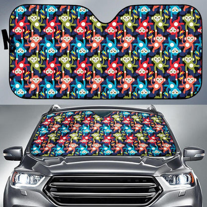Monkey Colorful Design Themed Print Car Sun Shade For Windshield