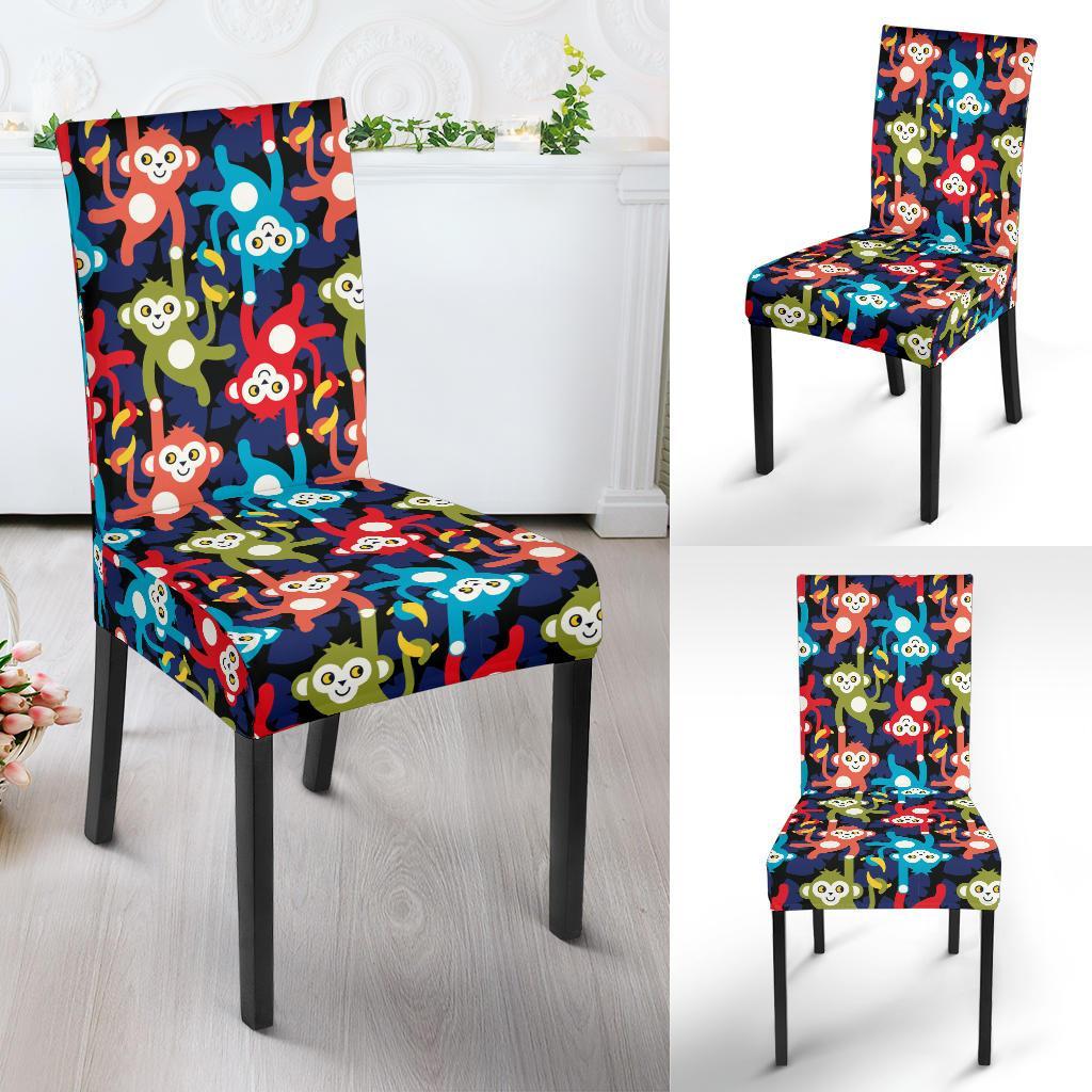 Monkey Colorful Design Themed Print Dining Chair Slipcover-JTAMIGO.COM