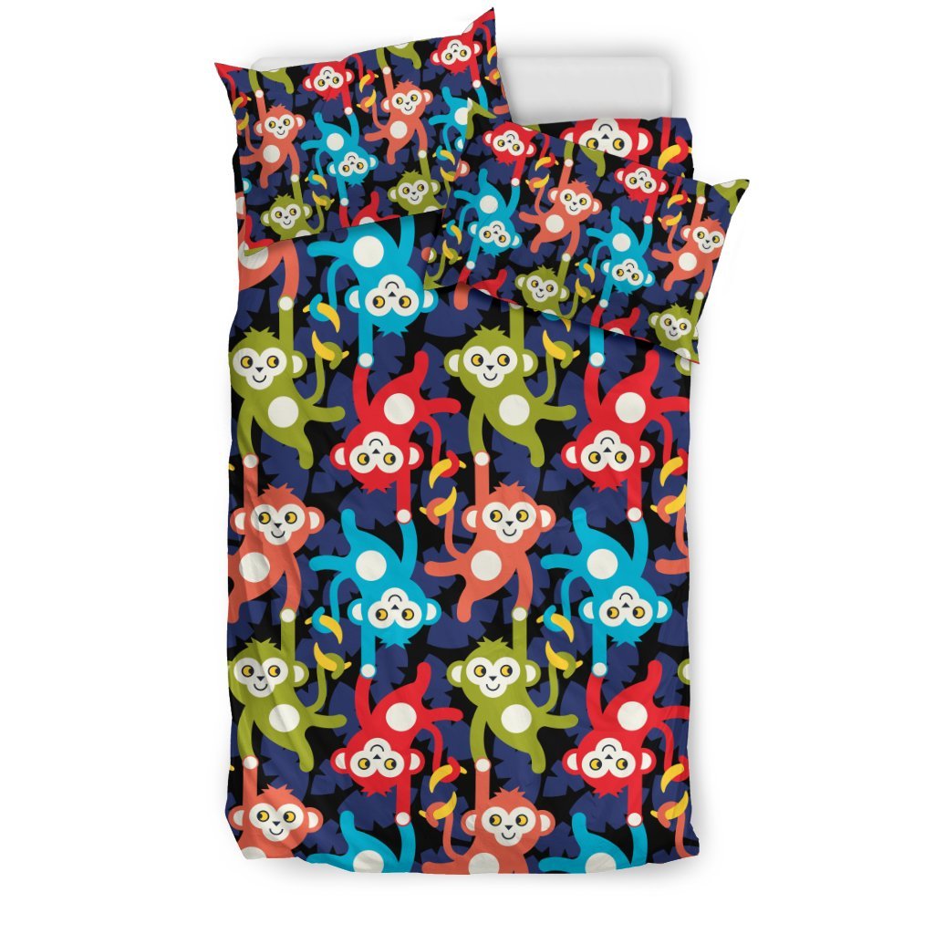 Monkey Colorful Design Themed Print Duvet Cover Bedding Set