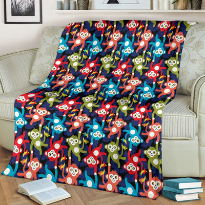 Monkey Colorful Design Themed Print Fleece Blanket