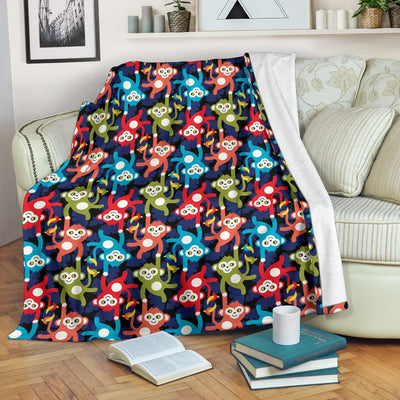 Monkey Colorful Design Themed Print Fleece Blanket