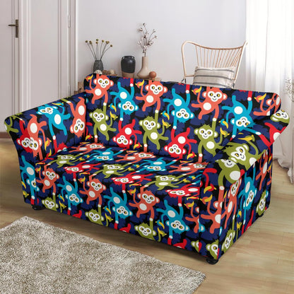Monkey Colorful Design Themed Print Loveseat Slipcover-JTAMIGO.COM