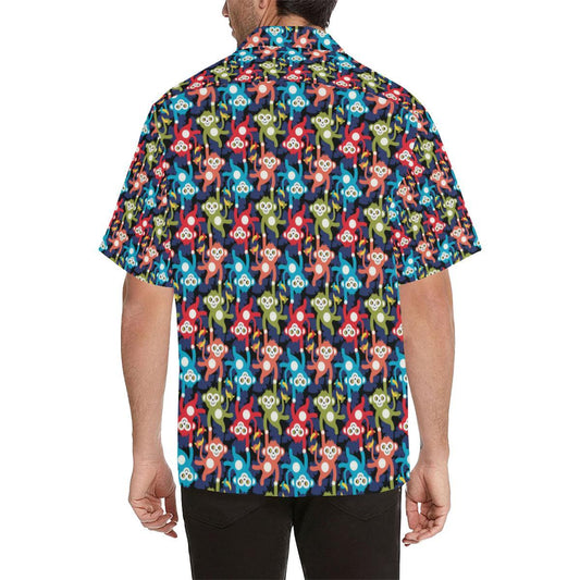 Monkey Colorful Design Themed Print Men Aloha Hawaiian Shirt