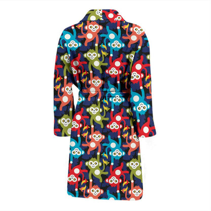 Monkey Colorful Design Themed Print Men Bath Robe-JTAMIGO.COM