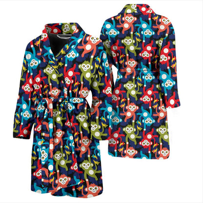 Monkey Colorful Design Themed Print Men Bath Robe-JTAMIGO.COM