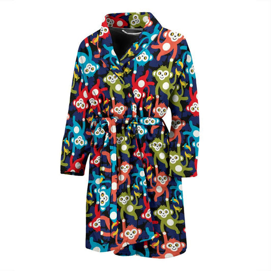 Monkey Colorful Design Themed Print Men Bath Robe-JTAMIGO.COM
