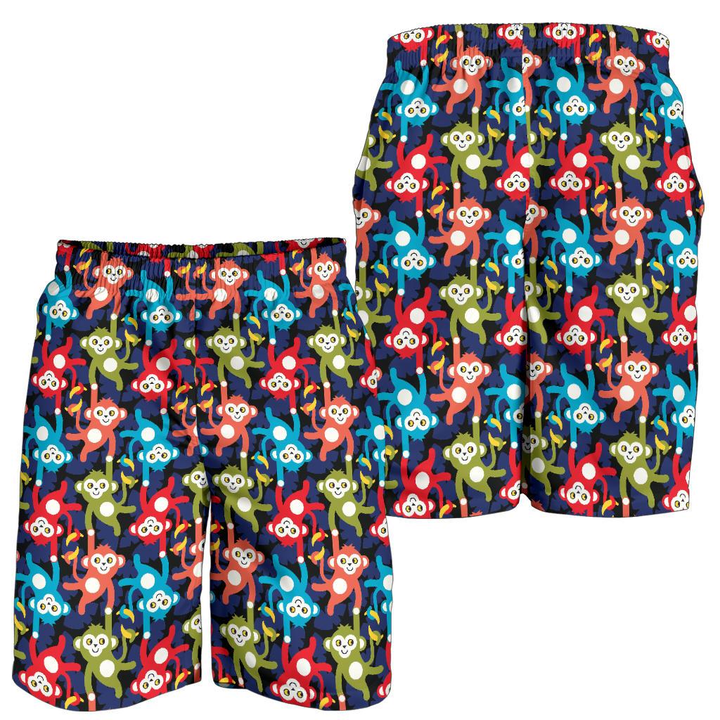 Monkey Colorful Design Themed Print Mens Shorts-JTAMIGO.COM