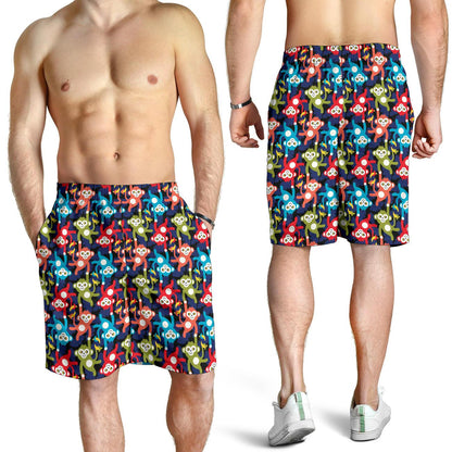 Monkey Colorful Design Themed Print Mens Shorts-JTAMIGO.COM