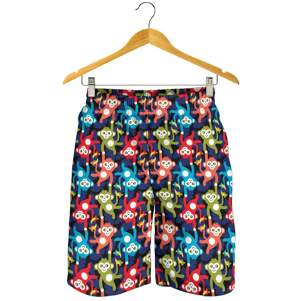 Monkey Colorful Design Themed Print Mens Shorts-JTAMIGO.COM