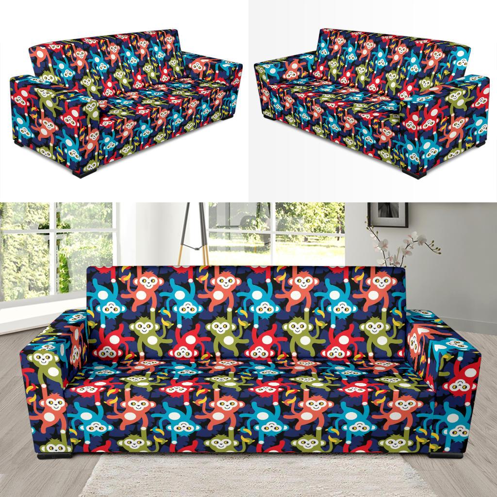 Monkey Colorful Design Themed Print Sofa Slipcover-JTAMIGO.COM