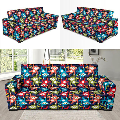 Monkey Colorful Design Themed Print Sofa Slipcover-JTAMIGO.COM