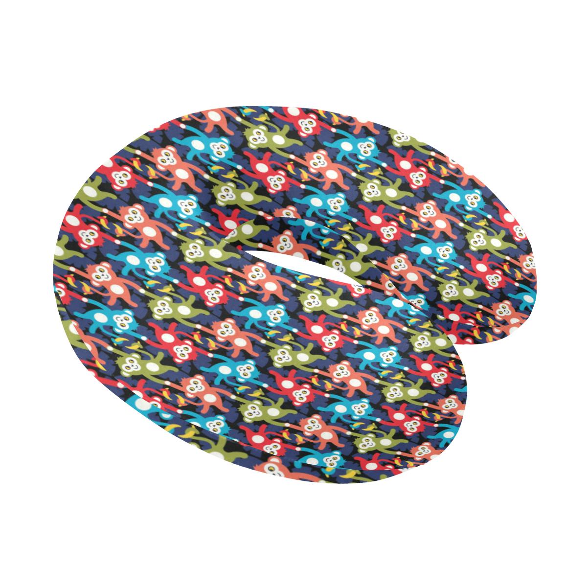Monkey Colorful Design Themed Print U-Shaped Travel Neck Pillow-JTAMIGO.COM