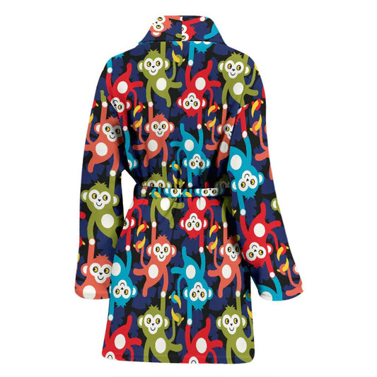 Monkey Colorful Design Themed Print Women Bath Robe-JTAMIGO.COM
