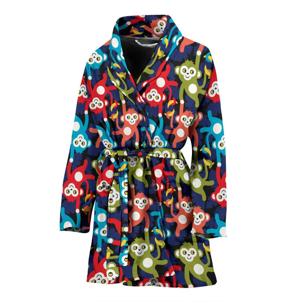 Monkey Colorful Design Themed Print Women Bath Robe-JTAMIGO.COM