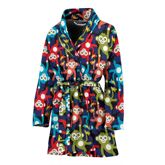 Monkey Colorful Design Themed Print Women Bath Robe-JTAMIGO.COM