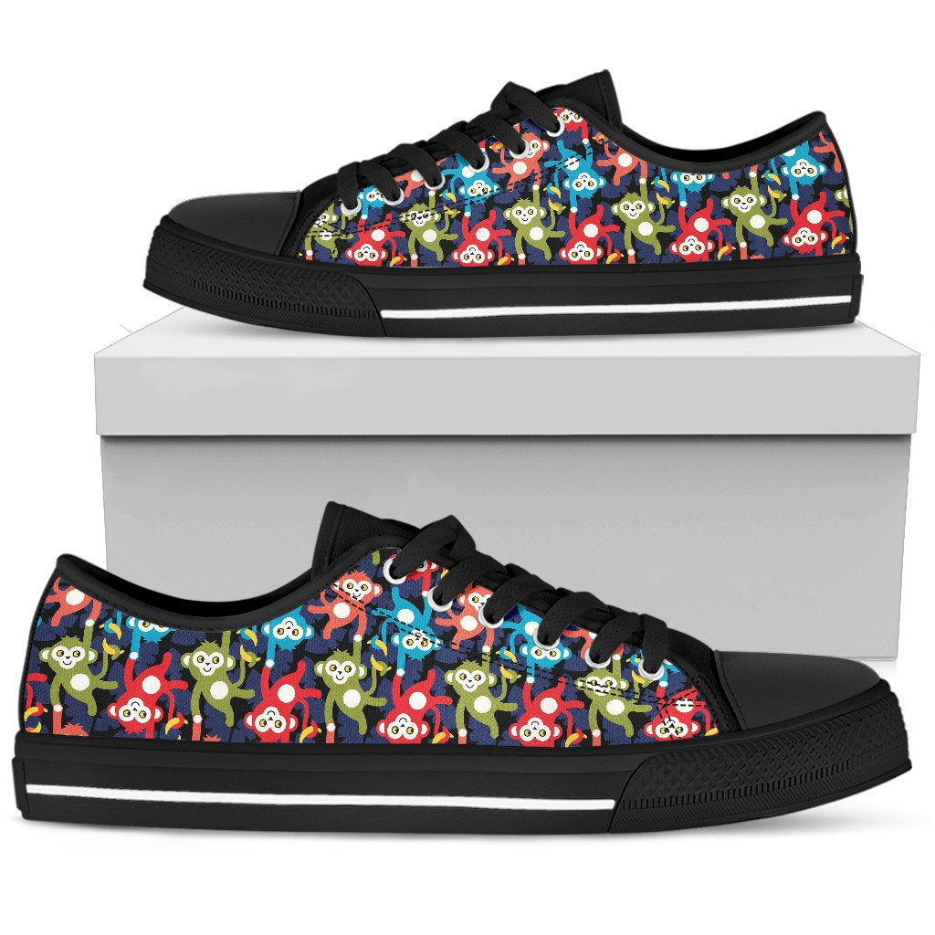 Monkey Colorful Design Themed Print Women Low Top Shoes